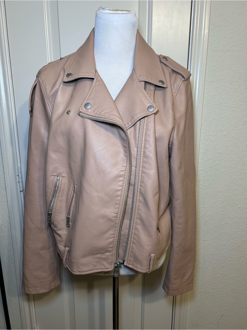 Levi Strauss & Co Women’s Pink Beige Biker Jacket Zip Closure XXL